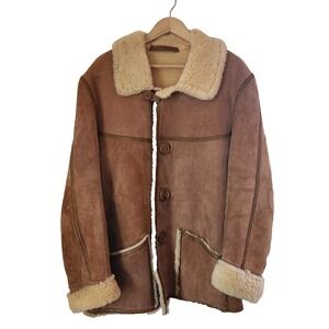 Vintage Leather 100% Shearling Sheepskin Coat Jacket Size 44 Unisex